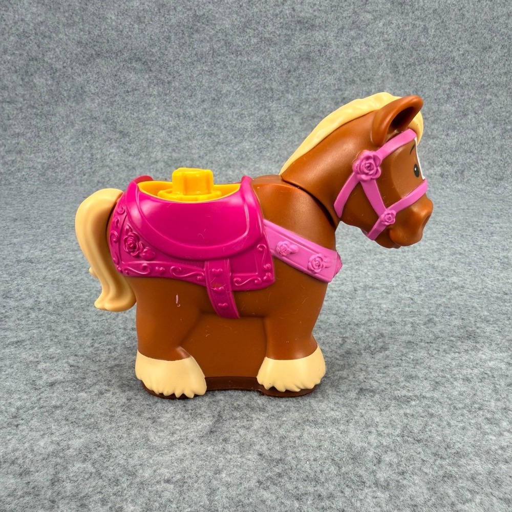 Fisher-Price Little People Disney Princess Brown Horse Sound Toy Pink Saddle - Picture 7 of 13